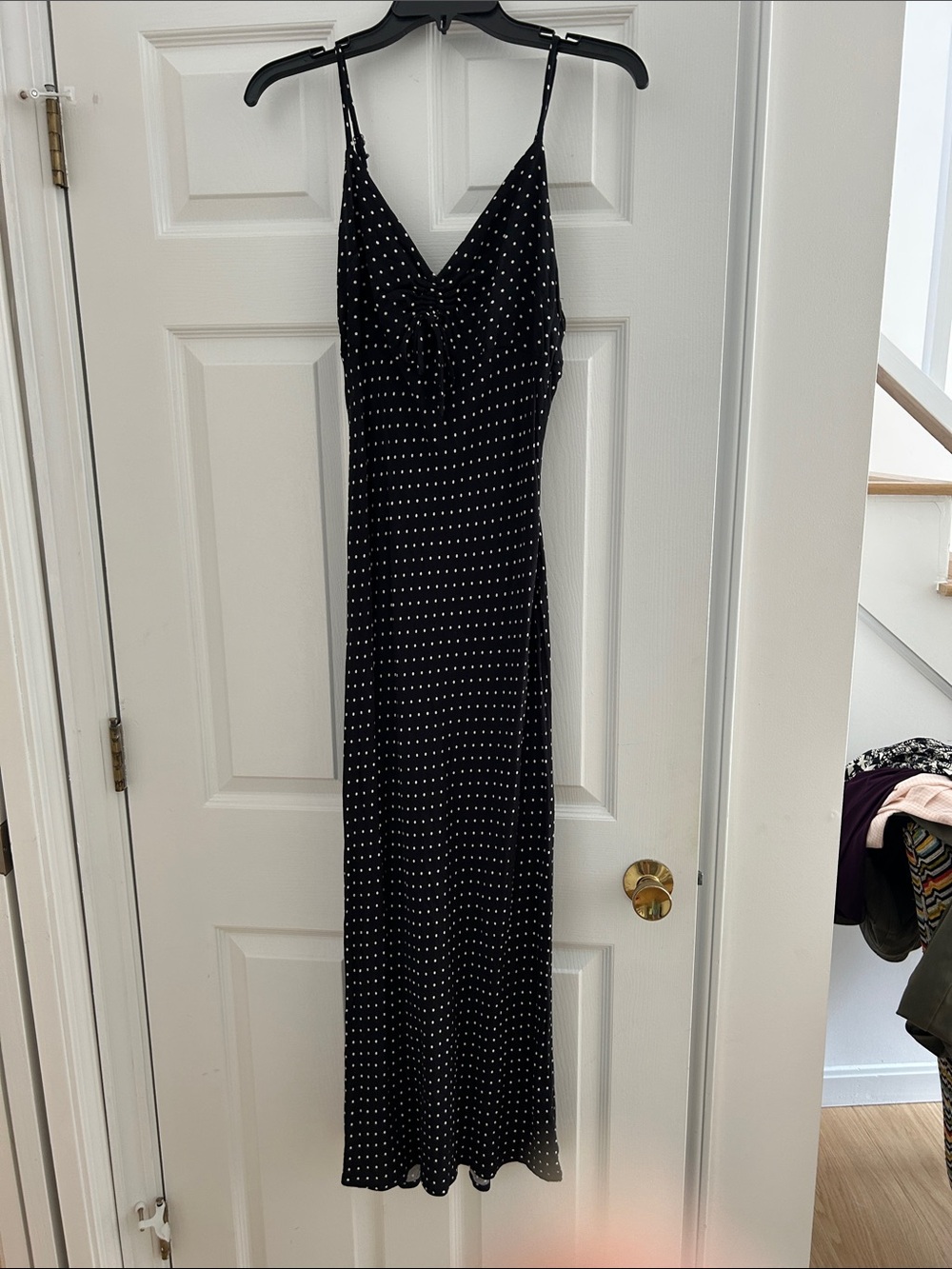 Black Polka Dot Slip Dress with Spaghetti Straps